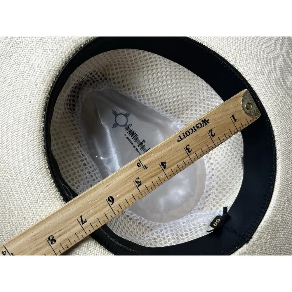 Woven Straw Panama Fedora Sun Hat Santa Fe Hat Co Montecristi Size 60 XL Damaged